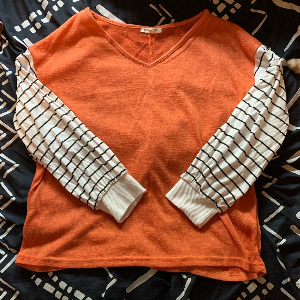 Orange and white striped shirt